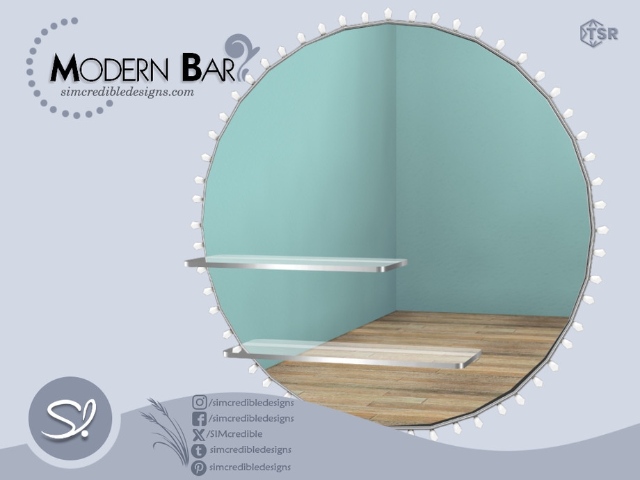 Modern Bar- rounded wall lamp mirror shelves 1