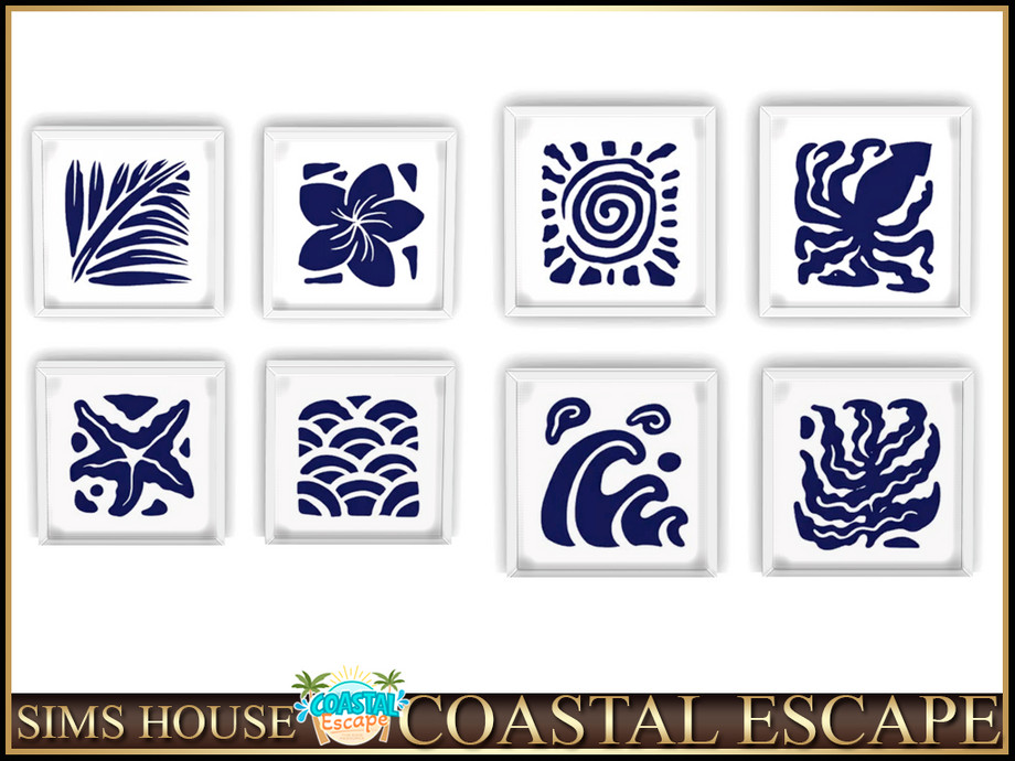 Sims House MARINE ABSTRACT PAINTINGS COASTAL ESCAPE 1