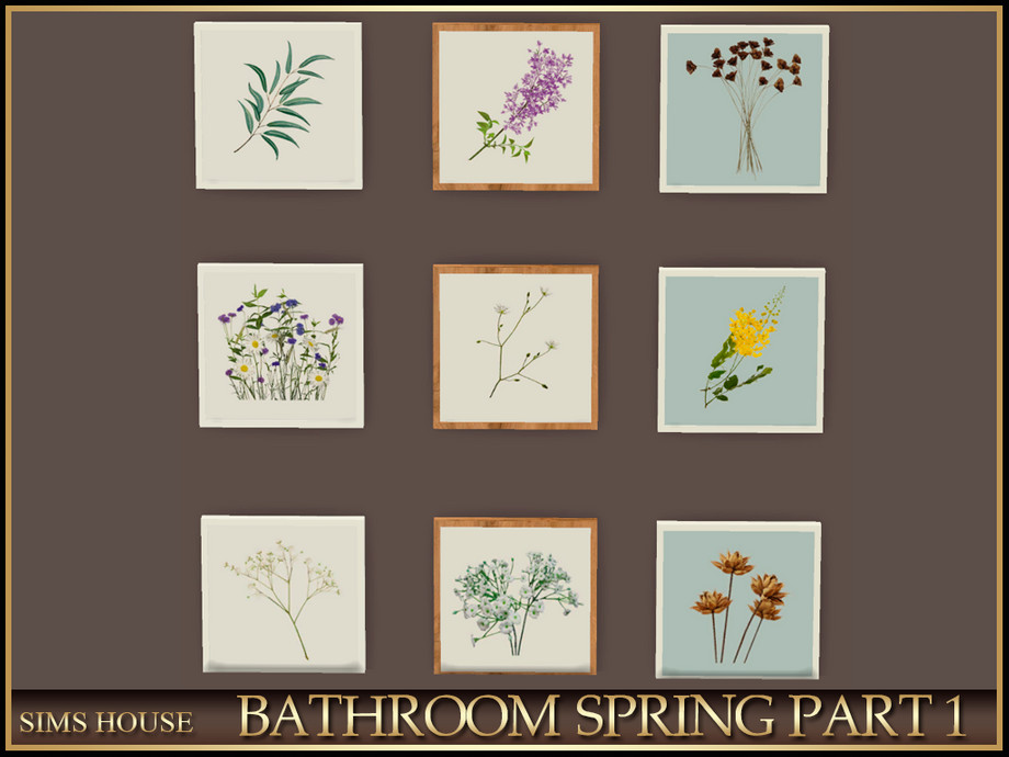 Sims House TRIPTYCH PAINTINGS BATHROOM SPRING PART 1 1