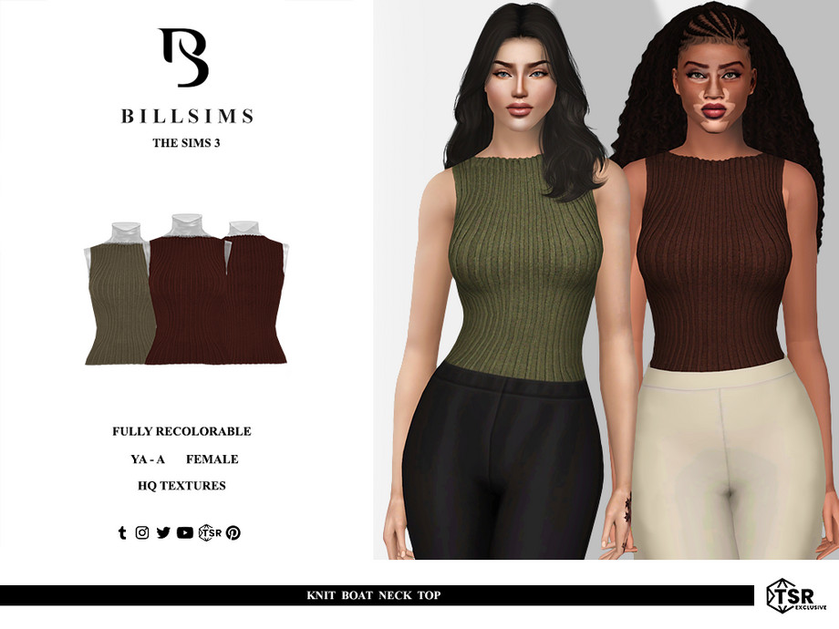 Топ Knit Boat Neck для Симс 3