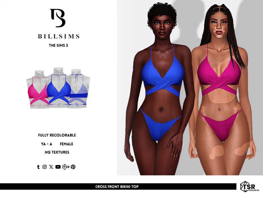 Верх Cross Front Bikini для Симс 3