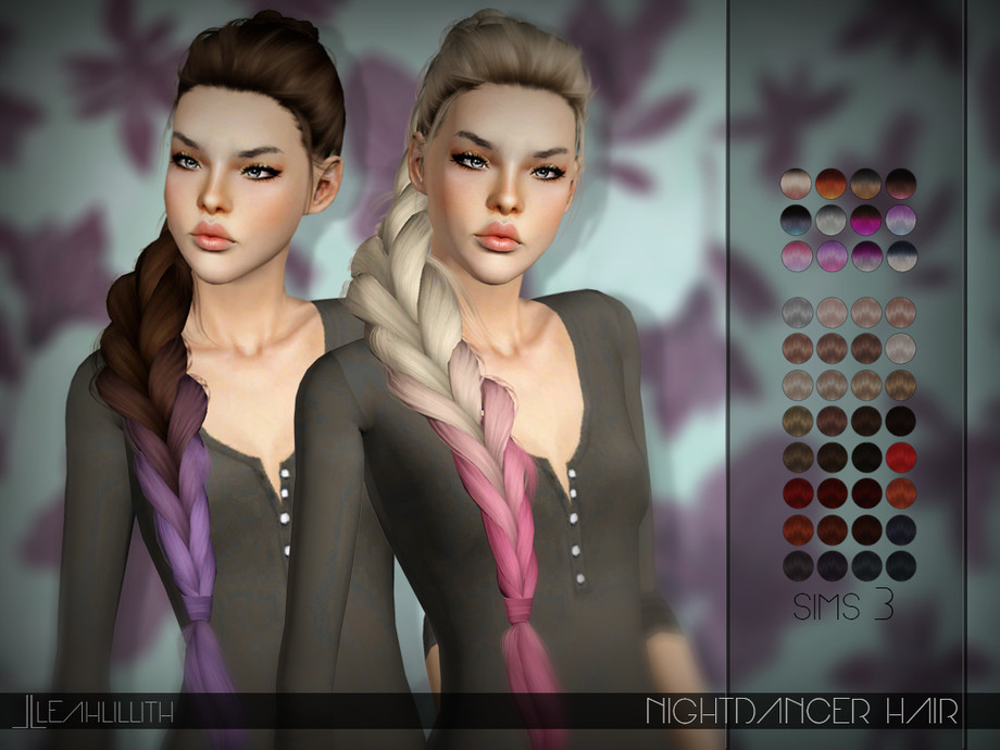 Женская прическа LeahLillith Nightdancer Hair для Симс 3