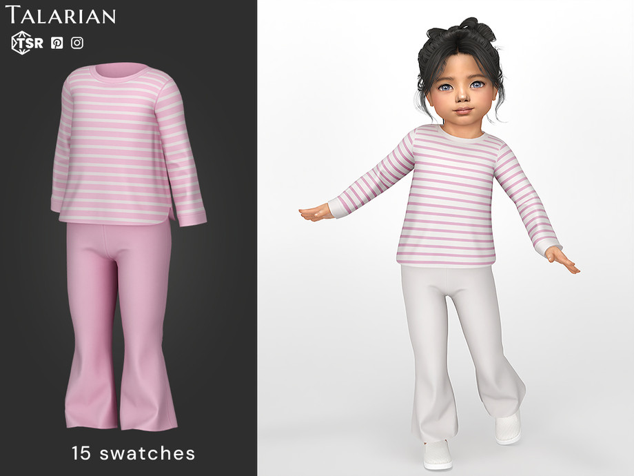 Ariella Striped Sweater Flare Pants Outfit TODDLER 1