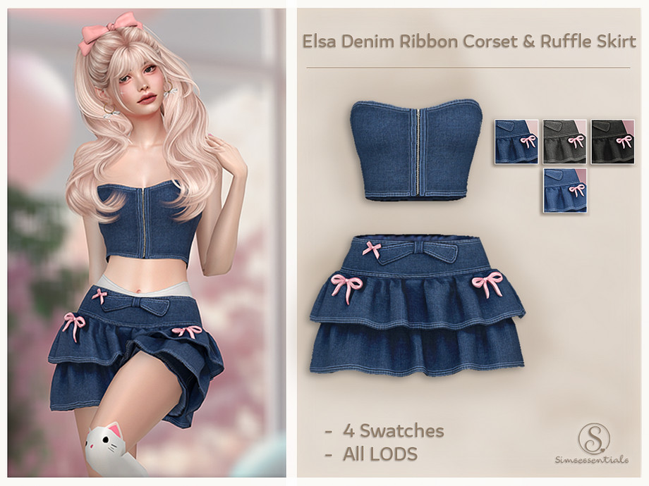 Elsa Denim Ribbon Corset & Ruffle Skirt 1
