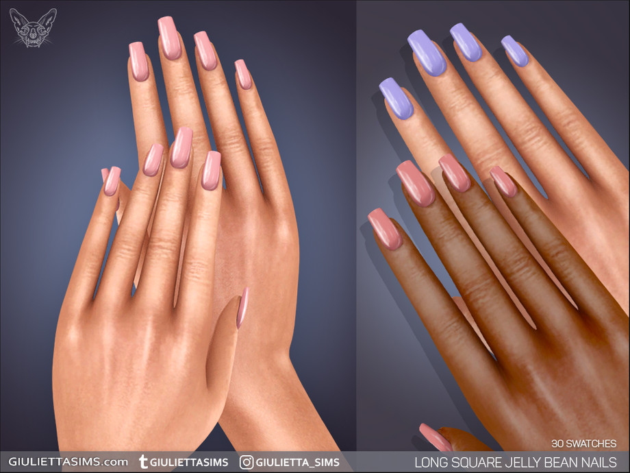 Long Square Jelly Bean Nails 1