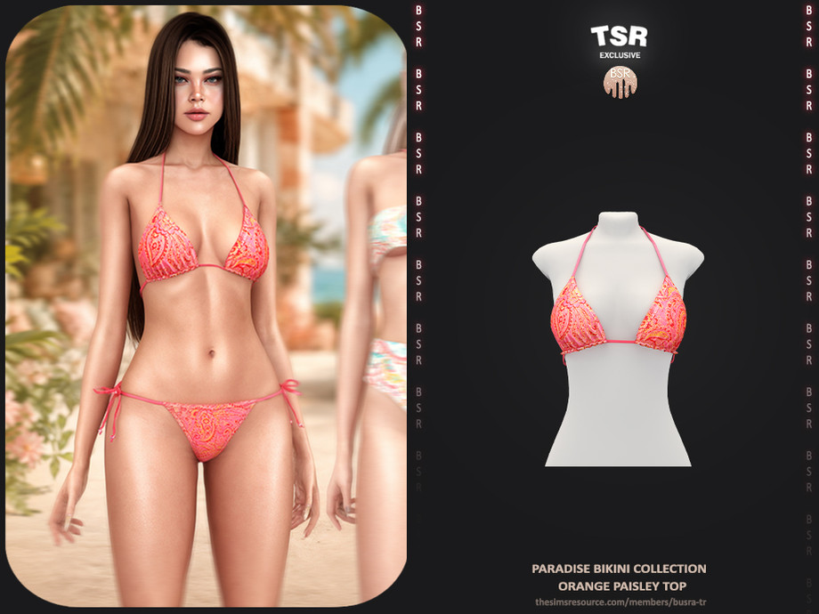 Paradise Bikini Collection - 1 Orange Paisley Top BD1688 1