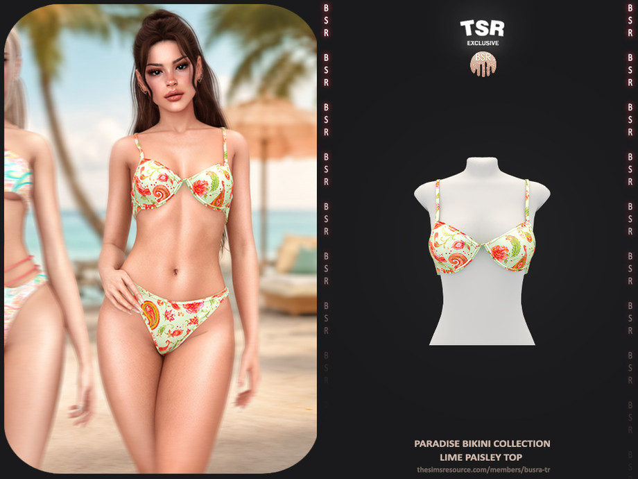 Paradise Bikini Collection - 3 Lime Paisley Top BD1688 1
