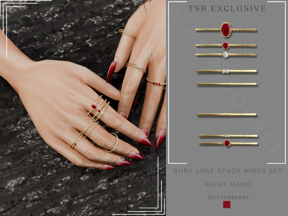 Ruby Luxe Ring Stack Set - Right Hand 1