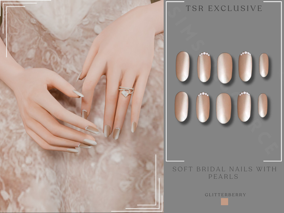 Soft Bridal Nails with Pearls 1