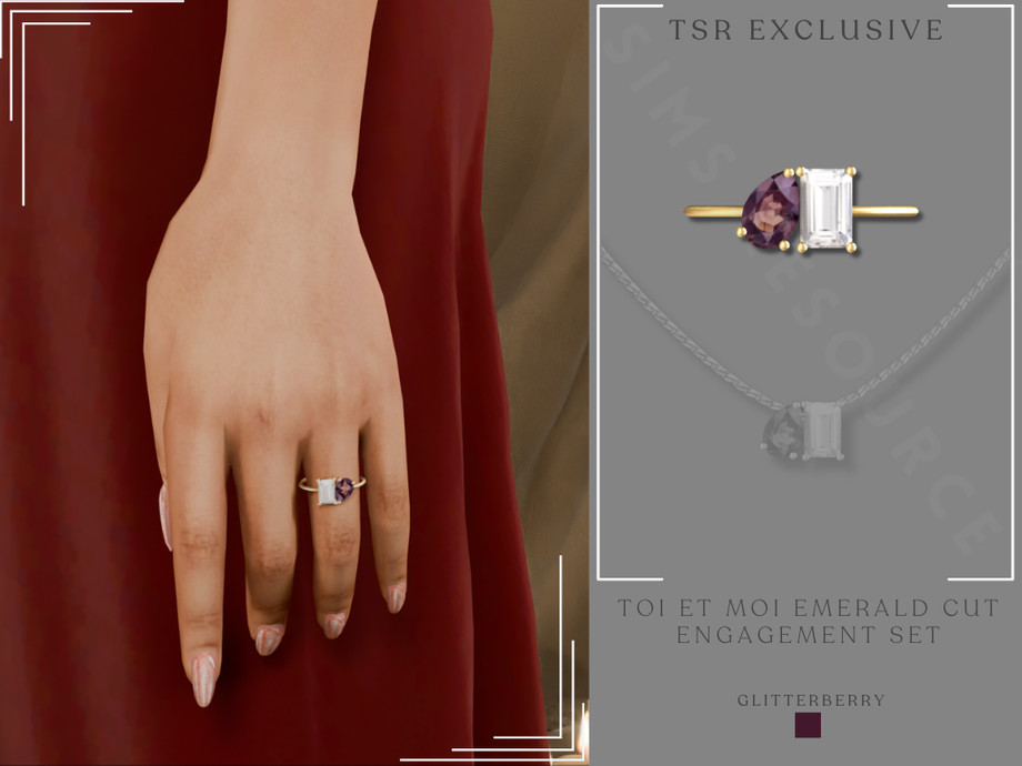 Toi et Moi Emerald Cut Engagement Ring 1