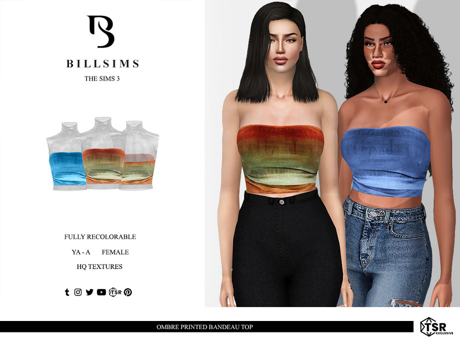 Топ Ombre Printed Bandeau для Симс 3