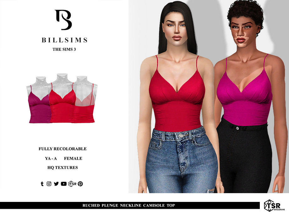 Топ Ruched Plunge Neckline Camisole для Симс 3