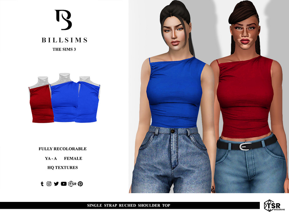 Топ Single Strap Ruched Shoulder для Симс 3