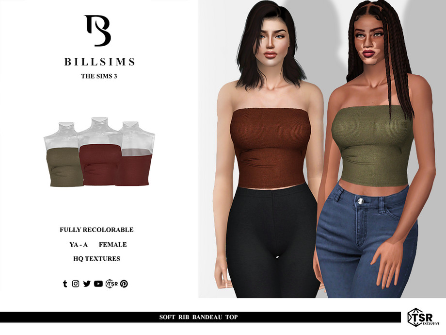 Топ Soft Rib Bandeau для Симс 3