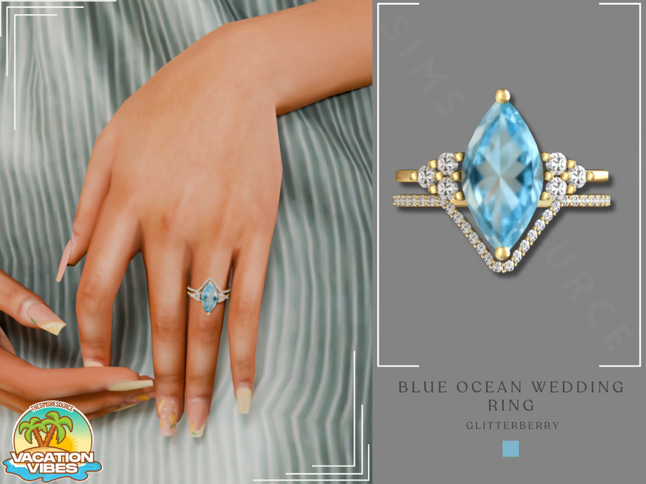 Vacation Vibes- Ocean Blue Wedding Ring 1