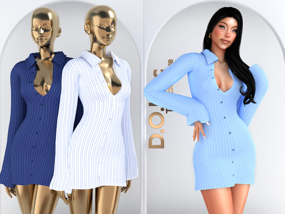 Stripe Mini Shirt Dress DO2202 1